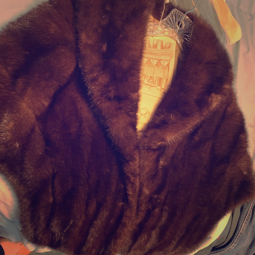 NWT-Vintage Reversible Scully Dark Real Mink Shawl